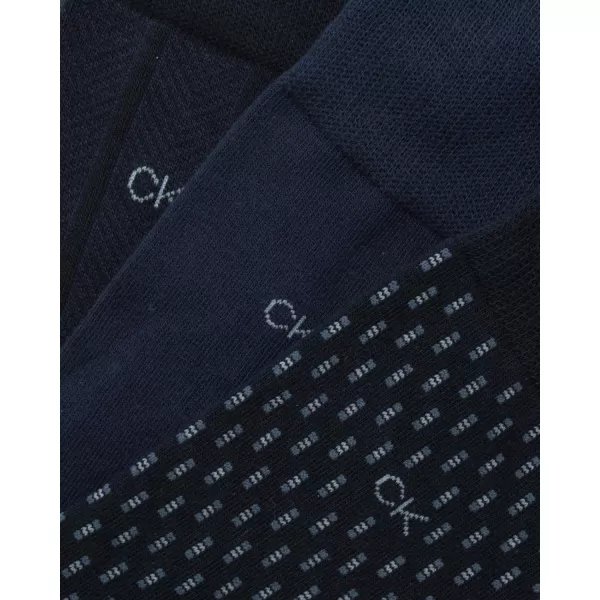 Calvin Klein Mens Dress Socks  3 Pack Patterned Crew SocksNavy Assorted