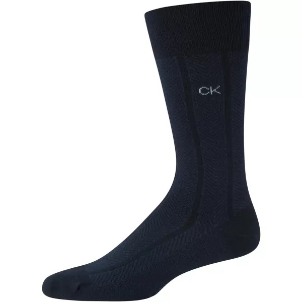 Calvin Klein Mens Dress Socks  3 Pack Patterned Crew SocksNavy Assorted