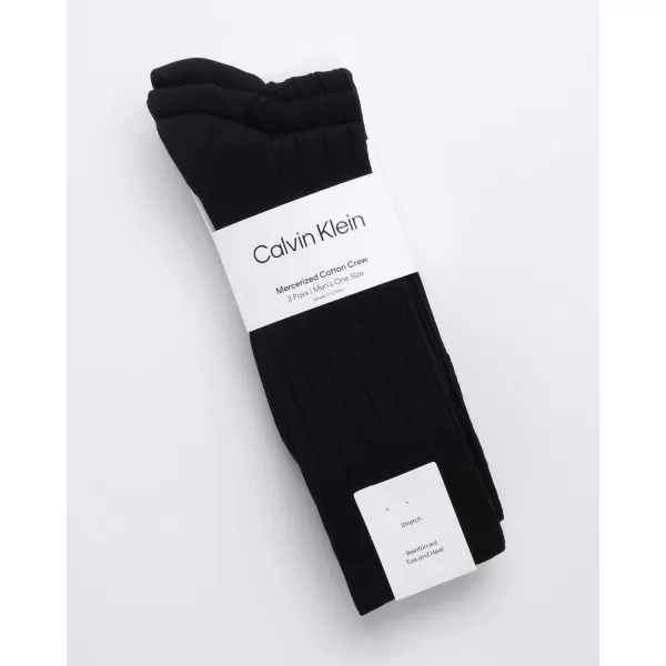 Calvin Klein Mens Dress Socks  3 Pack Patterned Crew SocksSolid Black