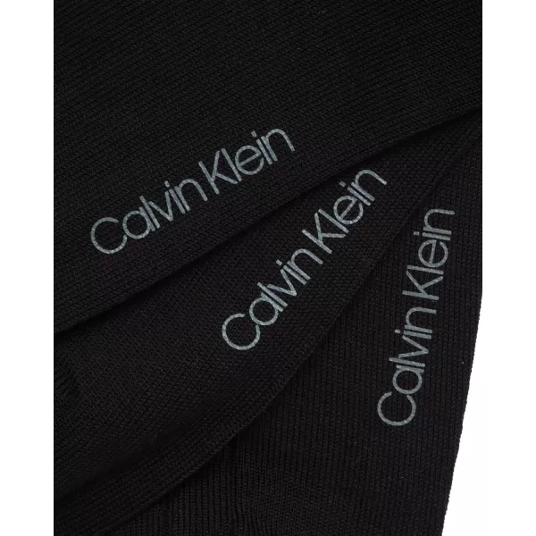 Calvin Klein Mens Dress Socks  3 Pack Patterned Crew SocksSolid Black