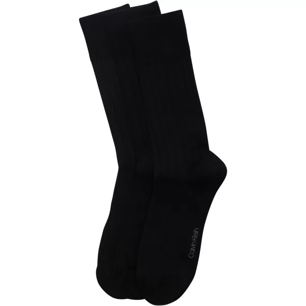 Calvin Klein Mens Dress Socks  3 Pack Patterned Crew SocksSolid Black