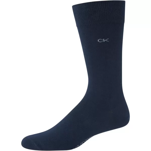 Calvin Klein Mens Dress Socks  6 Pack Patterned Crew SocksNavy Assorted