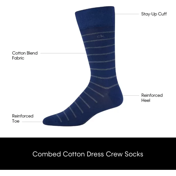 Calvin Klein Mens Dress Socks  Cotton Blend Crew Socks Patterns and Solids 4 PackBlack