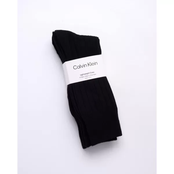 Calvin Klein Mens Dress Socks  Cotton Blend Crew Socks Patterns and Solids 4 PackBlack