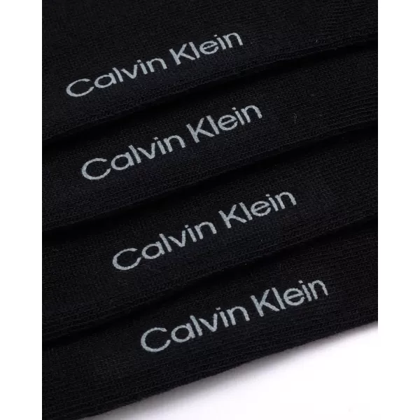 Calvin Klein Mens Dress Socks  Cotton Blend Crew Socks Patterns and Solids 4 PackBlack