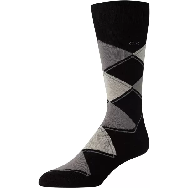 Calvin Klein Mens Dress Socks  Cotton Blend Crew Socks Patterns and Solids 4 PackBlack Argyle