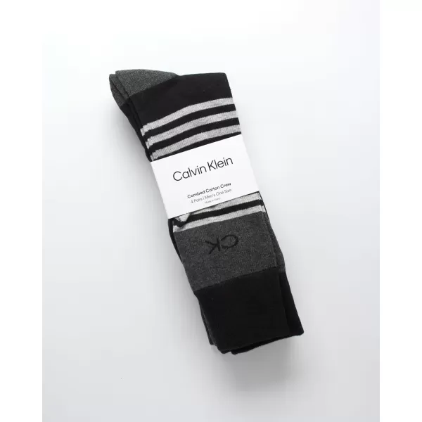 Calvin Klein Mens Dress Socks  Cotton Blend Crew Socks Patterns and Solids 4 PackBlack Assorted