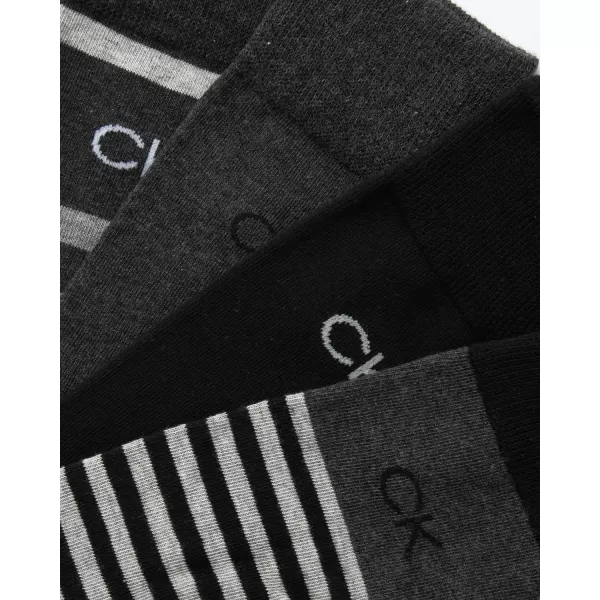 Calvin Klein Mens Dress Socks  Cotton Blend Crew Socks Patterns and Solids 4 PackBlack Assorted