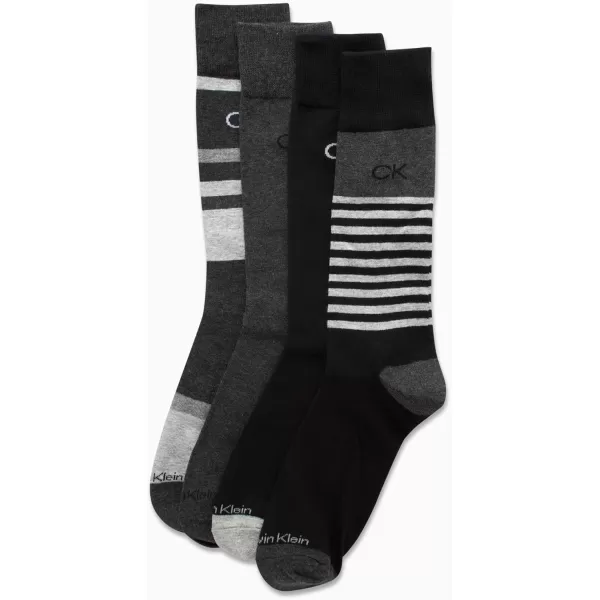 Calvin Klein Mens Dress Socks  Cotton Blend Crew Socks Patterns and Solids 4 PackBlack Assorted