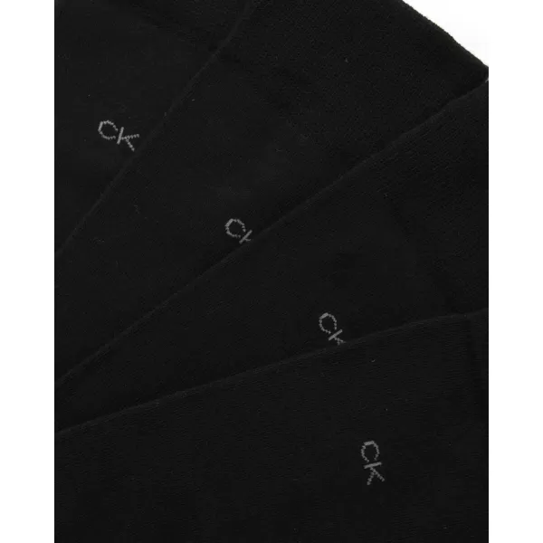 Calvin Klein Mens Dress Socks  Cotton Blend Crew Socks Patterns and Solids 4 PackBlack Logo