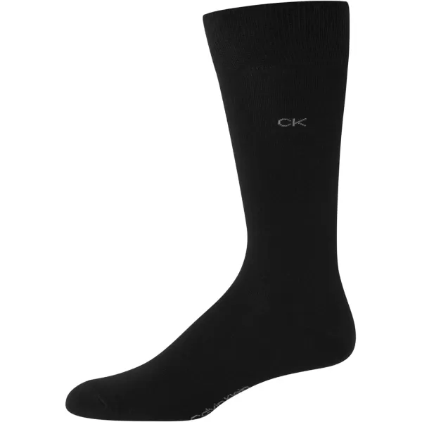 Calvin Klein Mens Dress Socks  Cotton Blend Crew Socks Patterns and Solids 4 PackBlack Logo