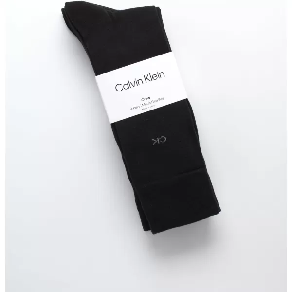 Calvin Klein Mens Dress Socks  Cotton Blend Crew Socks Patterns and Solids 4 PackBlack Logo