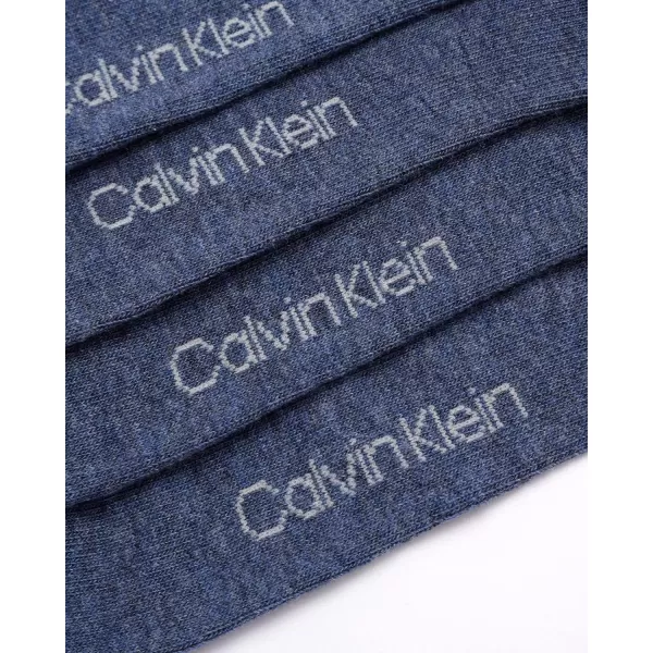 Calvin Klein Mens Dress Socks  Cotton Blend Crew Socks Patterns and Solids 4 PackBlue Argyle