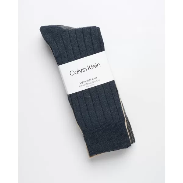 Calvin Klein Mens Dress Socks  Cotton Blend Crew Socks Patterns and Solids 4 PackDark Denim Assorted