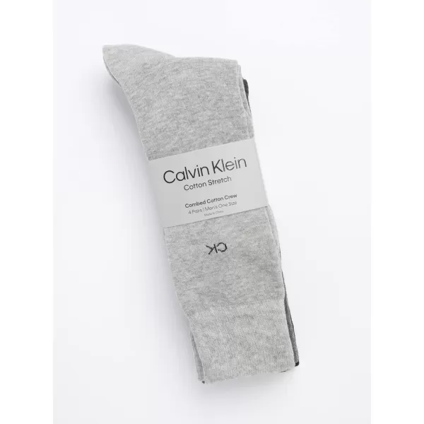 Calvin Klein Mens Dress Socks  Cotton Blend Crew Socks Patterns and Solids 4 PackGrey