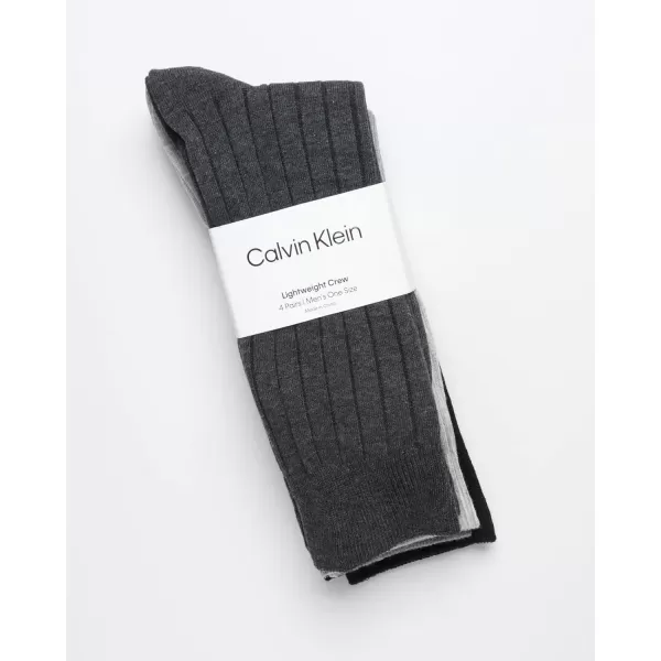 Calvin Klein Mens Dress Socks  Cotton Blend Crew Socks Patterns and Solids 4 PackGrey Assorted