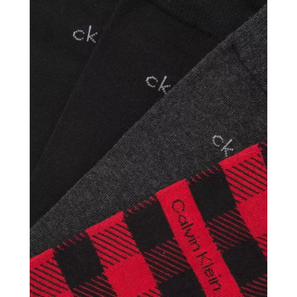 Calvin Klein Mens Dress Socks  Cotton Blend Crew Socks Patterns and Solids 4 PackRed Multi