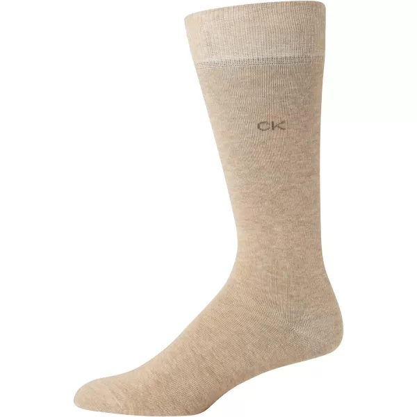 Calvin Klein Mens Dress Socks  Cotton Blend Crew Socks Patterns and Solids 4 PackTan