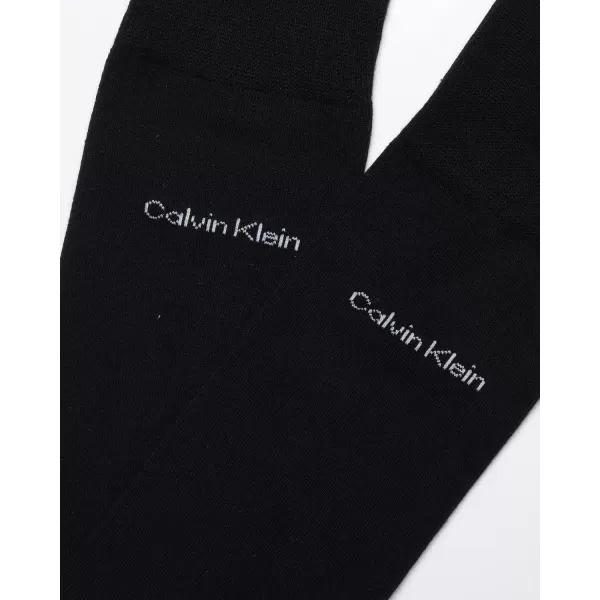 Calvin Klein Mens Dress Socks  Cotton Blend Crew Striped Socks 4 PackAll Black