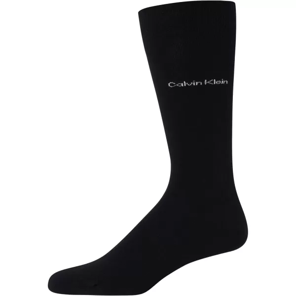 Calvin Klein Mens Dress Socks  Cotton Blend Crew Striped Socks 4 PackAll Black