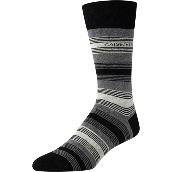 Calvin Klein Mens Dress Socks  Cotton Blend Crew Striped Socks 4 PackBlack Assorted