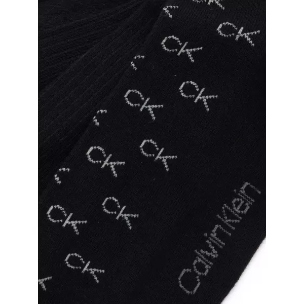 Calvin Klein Mens Dress Socks  Cotton Blend Crew Striped Socks 4 PackBlack Logo