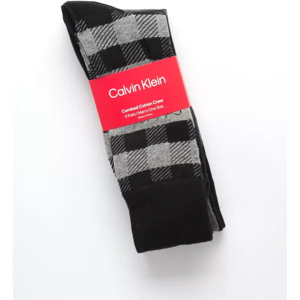 Calvin Klein Mens Dress Socks  Cotton Blend Crew Striped Socks 4 PackBlack Multi