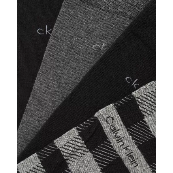 Calvin Klein Mens Dress Socks  Cotton Blend Crew Striped Socks 4 PackBlack Multi