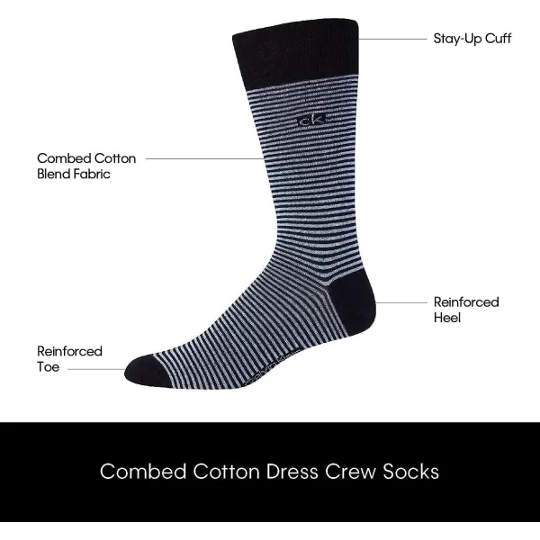 Calvin Klein Mens Dress Socks  Cotton Blend Crew Striped Socks 4 PackBlack Multi