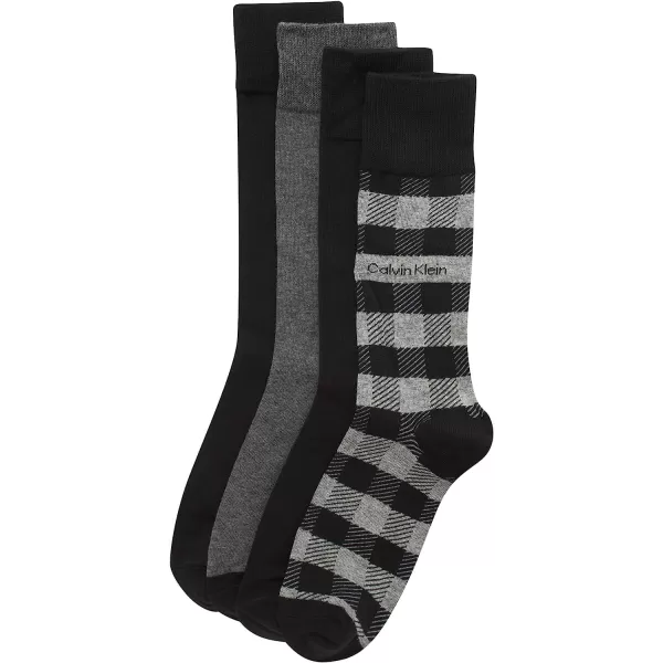 Calvin Klein Mens Dress Socks  Cotton Blend Crew Striped Socks 4 PackBlack Multi