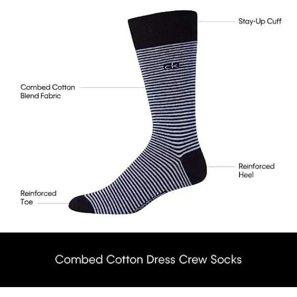 Calvin Klein Mens Dress Socks  Cotton Blend Crew Striped Socks 4 PackBlackRed