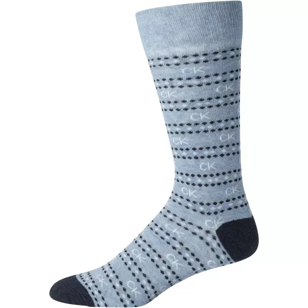 Calvin Klein Mens Dress Socks  Cotton Blend Crew Striped Socks 4 PackBlue Diamond