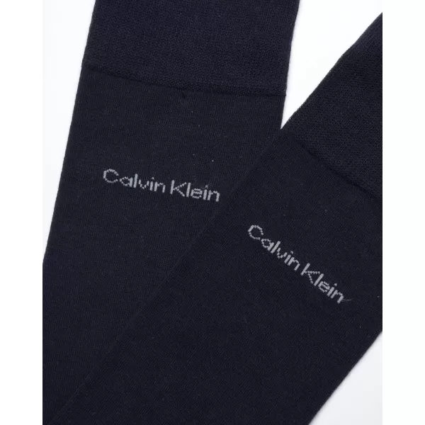 Calvin Klein Mens Dress Socks  Cotton Blend Crew Striped Socks 4 PackNavy