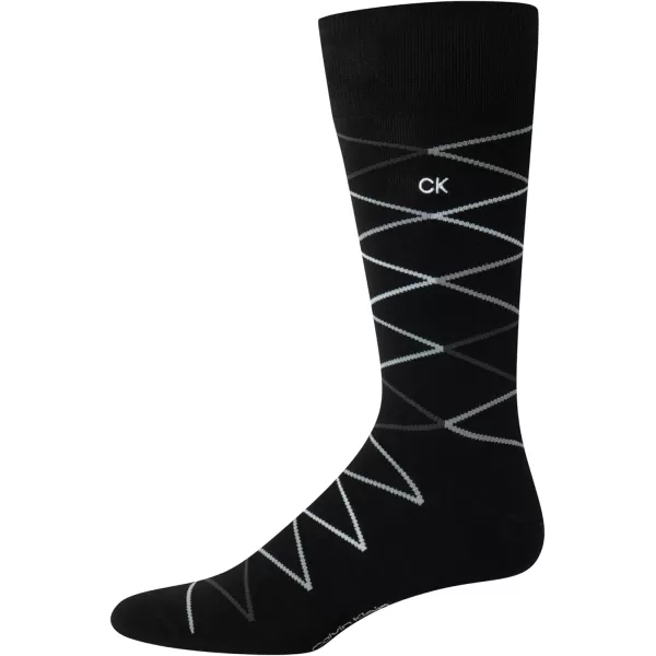 Calvin Klein Mens Dress Socks  Fine Egyptian Cotton Blend Dress Socks 2 PairBlack Diamond