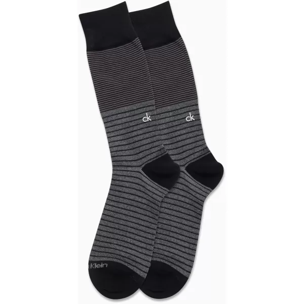 Calvin Klein Mens Dress Socks  Fine Egyptian Cotton Blend Dress Socks 2 PairBlack Pattern