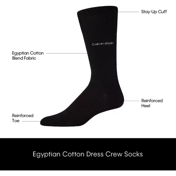 Calvin Klein Mens Dress Socks  Fine Egyptian Cotton Blend Dress Socks 2 PairBlack Pattern