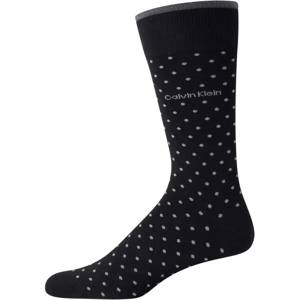 Calvin Klein Mens Dress Socks  Fine Egyptian Cotton Blend Dress Socks 2 PairBlack Pin Dot