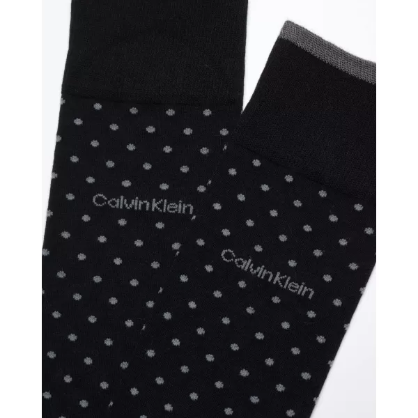 Calvin Klein Mens Dress Socks  Fine Egyptian Cotton Blend Dress Socks 2 PairBlack Pin Dot