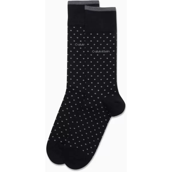 Calvin Klein Mens Dress Socks  Fine Egyptian Cotton Blend Dress Socks 2 PairBlack Pin Dot