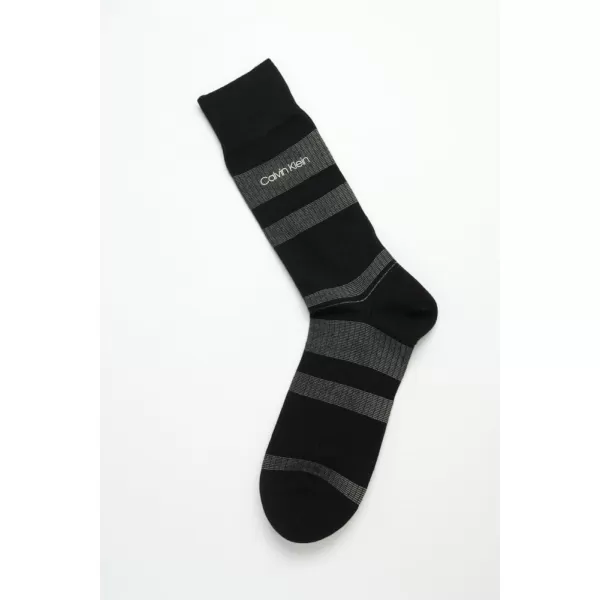 Calvin Klein Mens Dress Socks  Fine Egyptian Cotton Blend Dress Socks 2 PairBlack Stripe