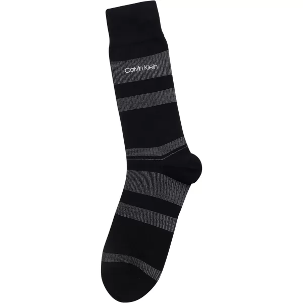 Calvin Klein Mens Dress Socks  Fine Egyptian Cotton Blend Dress Socks 2 PairBlack Stripe