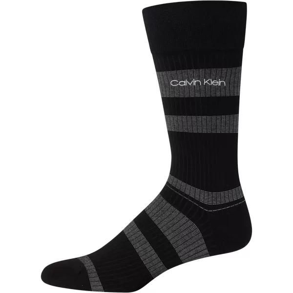 Calvin Klein Mens Dress Socks  Fine Egyptian Cotton Blend Dress Socks 2 PairBlack Stripe