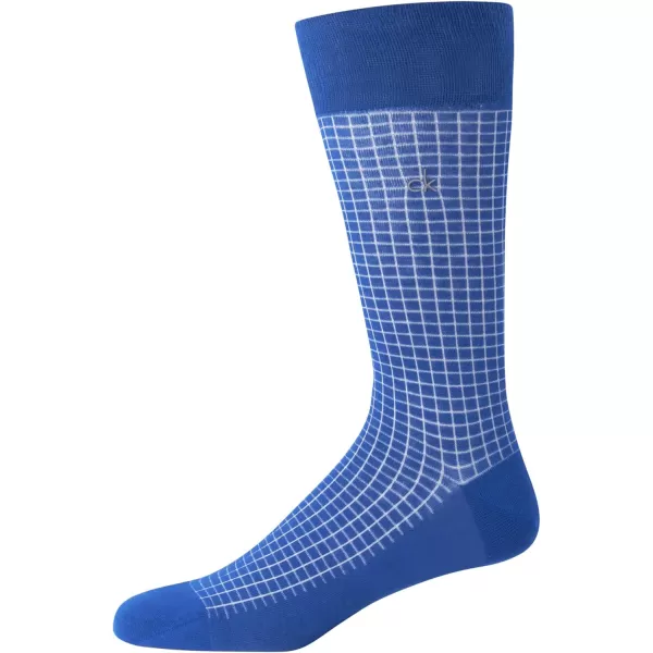 Calvin Klein Mens Dress Socks  Fine Egyptian Cotton Blend Dress Socks 2 PairBlue Pattern