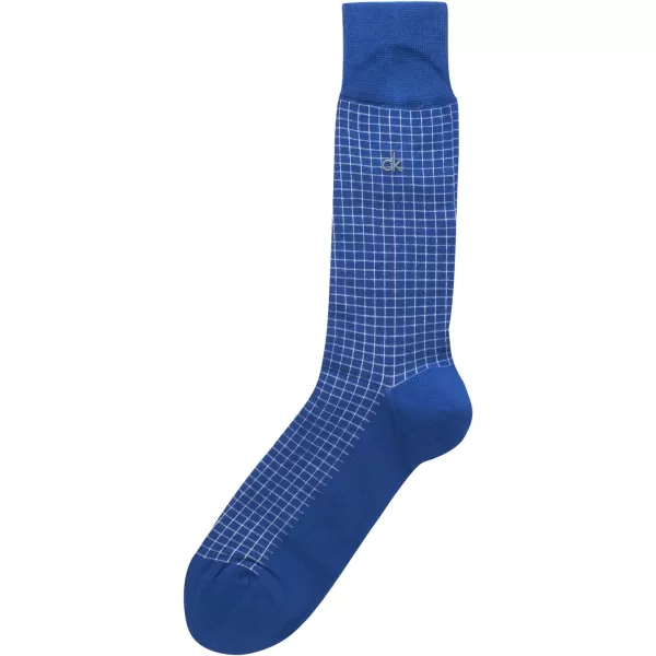 Calvin Klein Mens Dress Socks  Fine Egyptian Cotton Blend Dress Socks 2 PairBlue Pattern