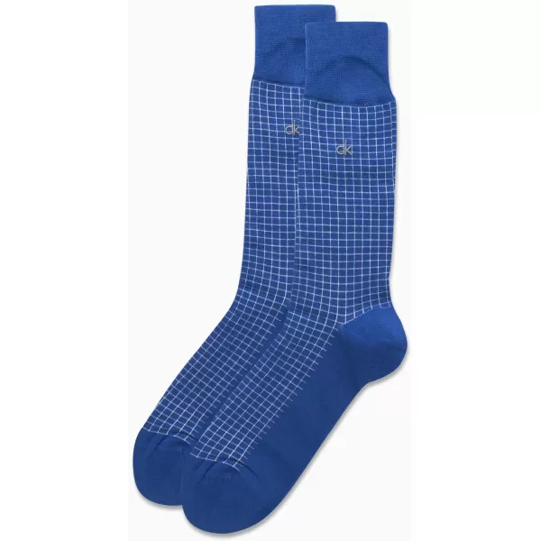 Calvin Klein Mens Dress Socks  Fine Egyptian Cotton Blend Dress Socks 2 PairBlue Pattern