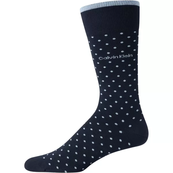 Calvin Klein Mens Dress Socks  Fine Egyptian Cotton Blend Dress Socks 2 PairNavy Pin Dot