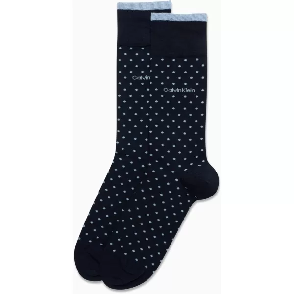 Calvin Klein Mens Dress Socks  Fine Egyptian Cotton Blend Dress Socks 2 PairNavy Pin Dot