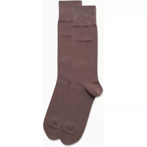 Calvin Klein Mens Dress Socks  Fine Egyptian Cotton Blend Dress Socks 2 PairSmoke Brown