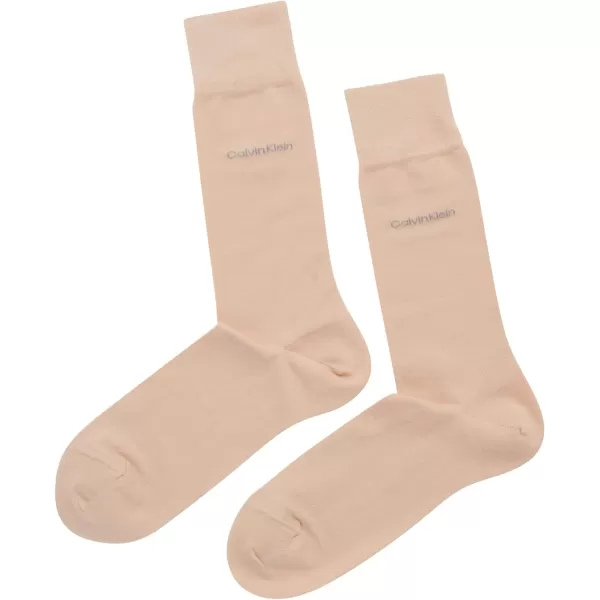 Calvin Klein Mens Dress Socks  Fine Egyptian Cotton Blend Dress Socks 2 PairTaupe