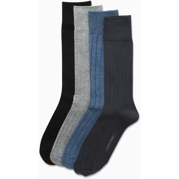 Calvin Klein Mens Dress Socks  Lightweight Cotton Blend Crew Socks 4 Pack Size 712 Blue AssortedCalvin Klein Mens Dress Socks  Lightweight Cotton Blend Crew Socks 4 Pack Size 712 Blue Assorted